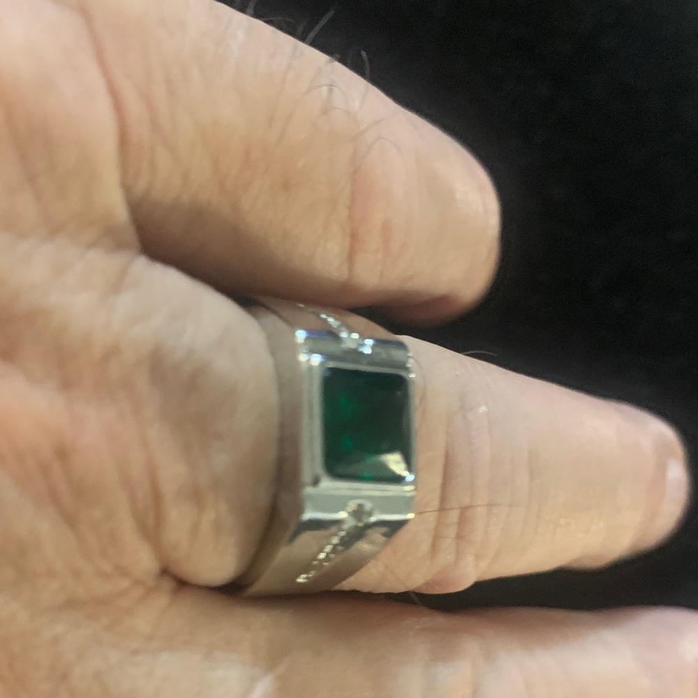 Silver Ring with Green Gemstone